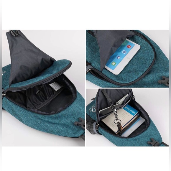 ⚡️FLASH SALE! WATERFLY Crossbody Teal Sling Backpack, Travel, Hiking - Picture 3 of 7